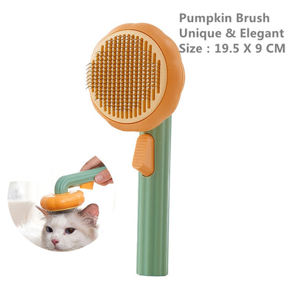 Pumpkin Pet Brush, Self Cleaning Slicker Brush for Shedding Dog Cat Grooming Comb Removes Loose Underlayers and Tangled Hair