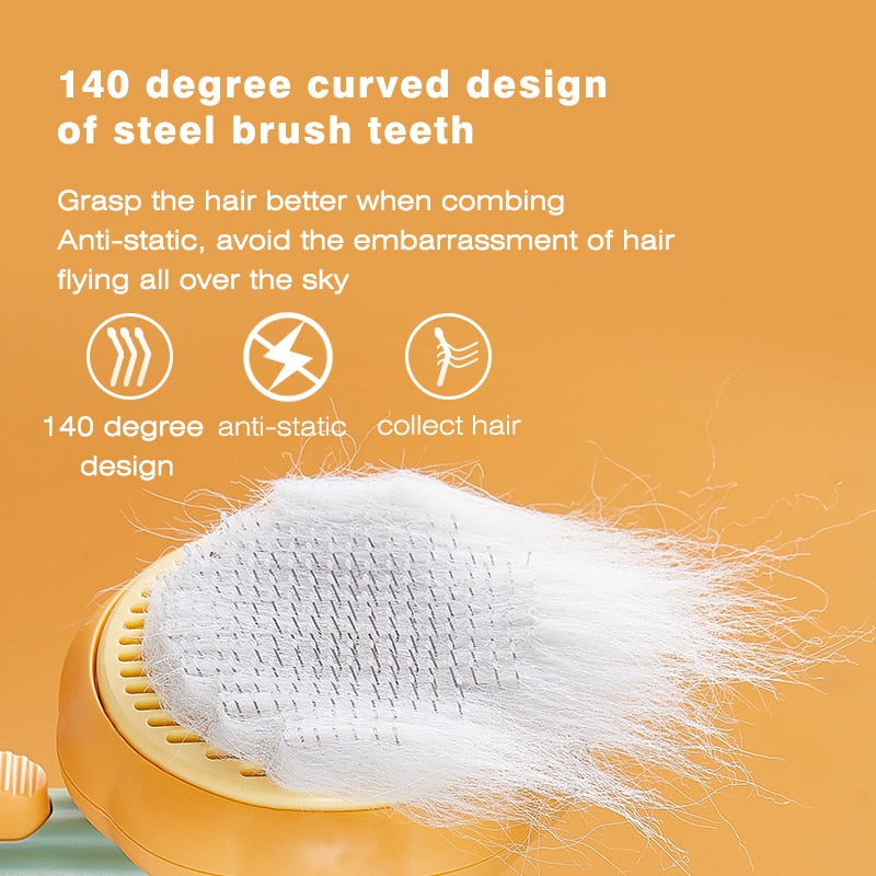 Pumpkin Pet Brush, Self Cleaning Slicker Brush for Shedding Dog Cat Grooming Comb Removes Loose Underlayers and Tangled Hair